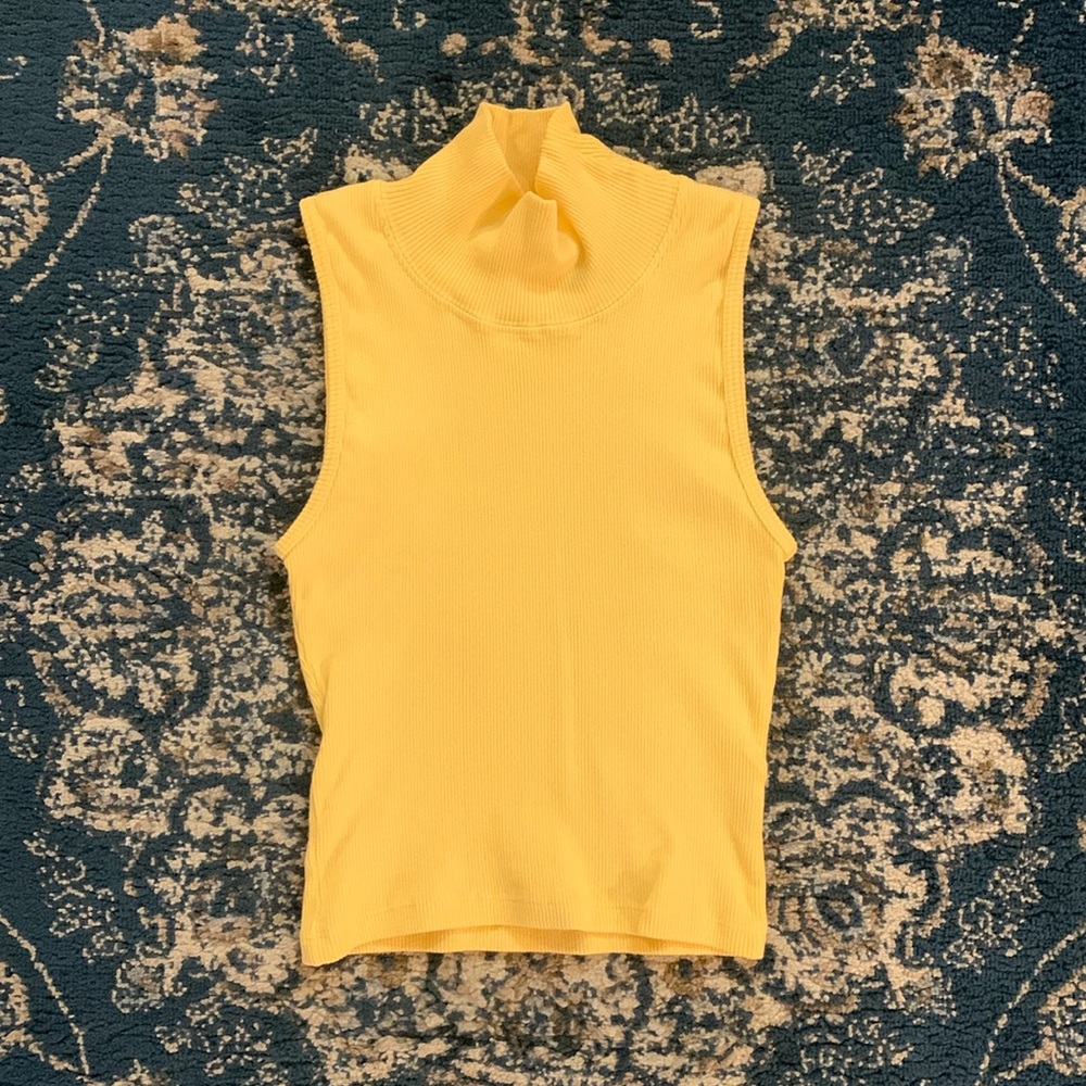 Big Bud Press Sleeveless Essential Turtleneck in Butter Yellow